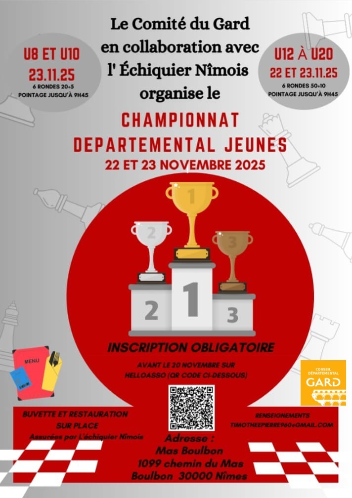 Championnat du Gard Jeunes 22 et 23 novembre 2025