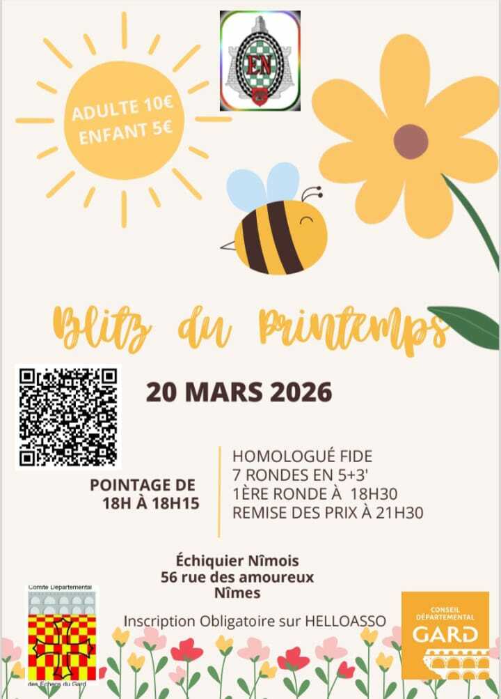 Blitz du Printemps 20 mars 5+3' 1R 18h30