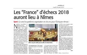 Les  France  d'échecs 2018 auront lieu à Nîmes