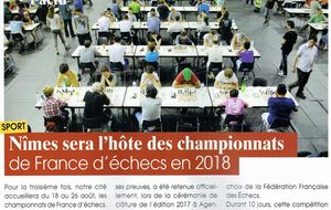 Nîmes sera l’hôte des Championnats de France d’échecs en 2018