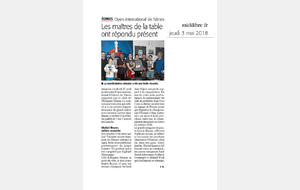 Article sur Midilibre de l'Open international de Nîmes le jeudi 3 Mai 2018 