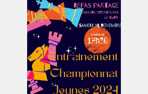 Entrainement Championnat Jeunes samedi 16 à 17H30