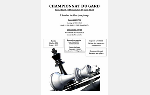 Championnat du Gard 5R de 1H+30s/coup samedi 28 et dimanche 29 juin 2025 à Espace Création 