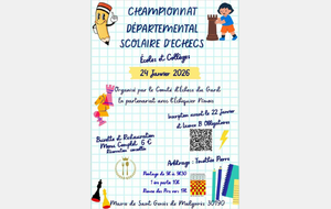Championnat départemental scolaire d'échecs 24 janvier 2026 Mairie de Saint-Geniès-de-Malgoirès