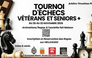 Tournoi veterans 22 au 22 novembre 2026