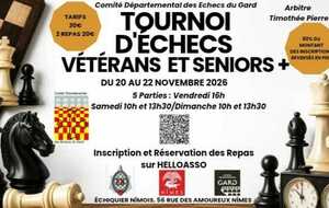 Tournoi veterans 22 au 22 novembre 2026