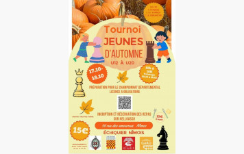 Tournoi jeunes d'automne U8 à U10 10h à 16h pointage 9h30 à 9h45 le 18 octobre