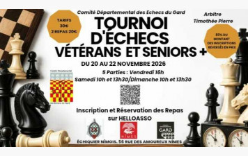 Tournoi veterans 22 au 22 novembre 2026