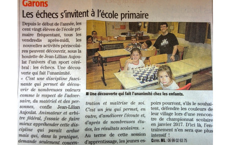 Les échecs s'invitent à l'école primaire de Garons