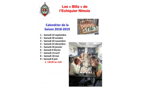 Les Blitz de l'échiquier Nîmois saison 2018-2019