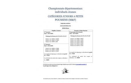 Championnats départementaux individuels Jeunes CATÉGORIES JUNIORS A PETITS POUSSINS (M&amp;F)