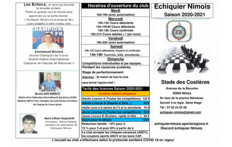 Brochure échiquier Nîmois 2020-2021