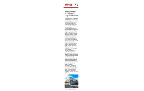 Voici un article  de Midi-Libre du 22 octobre qui présente le futur local du club de l'échiquier Nîmois.