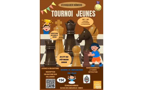 Tournoi jeunes 21 et 22 février 60'+30 pointage 9h15 à 9h45
