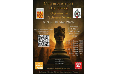 Championnat du Gard 8, 9 et 10 mai 2026